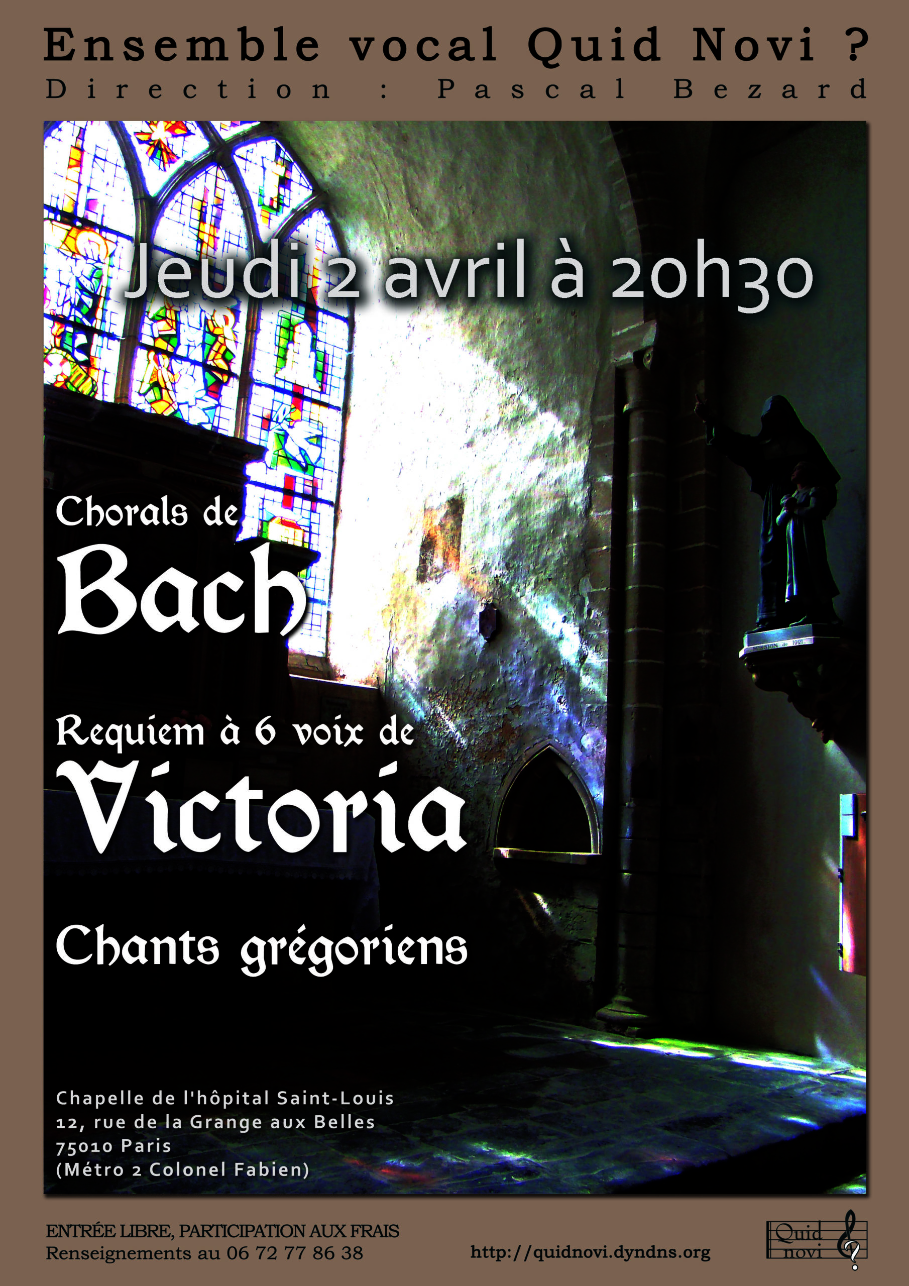 Chorals de Bach et Requiem de Victoria à la Chapelle de l’Hôpital St Louis